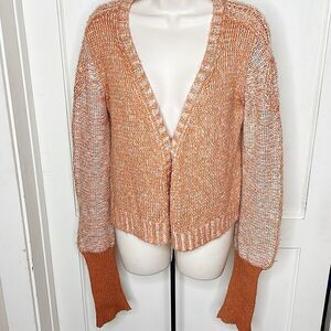 Wooden Ships Paola Buendia Mohair/Wool Cardigan Sweater Orange Sm/Med